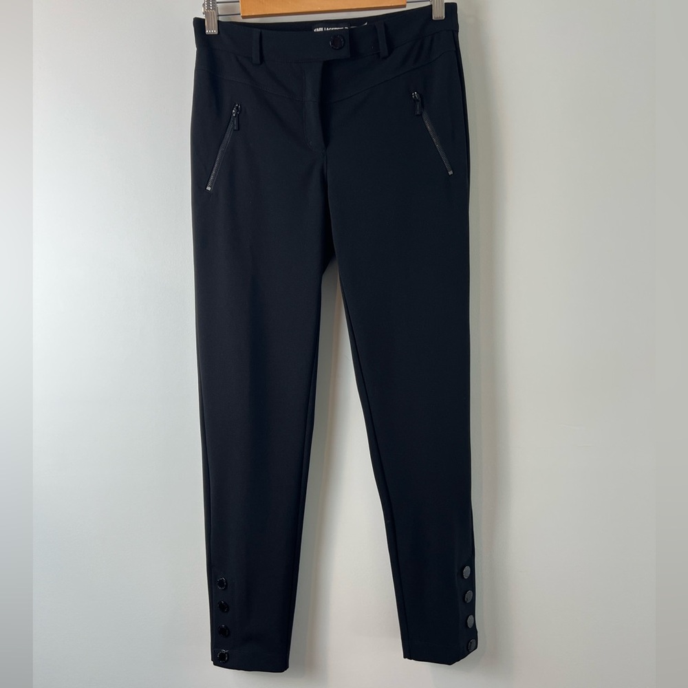 Karl Lagerfeld Black Ankle crop Dress pant w/ zipper pockets and snaps at ankle